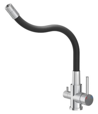 Quadri Selene Küchenmischbatterie Edelstahl 3-Wege mit flexiblem Auslauf und zusätzlichem Anschluss für gefiltertes Wasser 1208971407