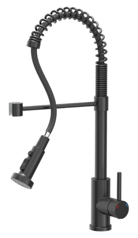 Quadri Redwick Küchenmischbatterie schwarz mit halbflexiblem Auslauf und Dusche mit 2 Strahlarten plus Wasserstopp-Funktion 1208971410