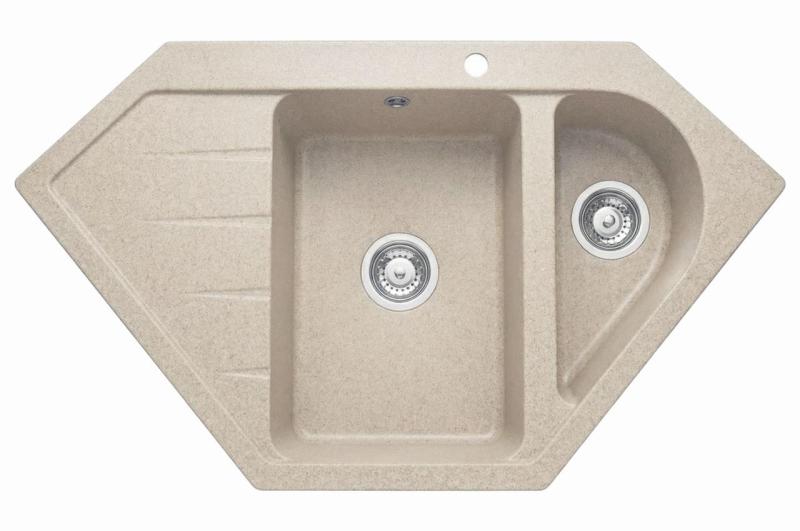 Graniteland Amiata Granit beige Eckwaschbecken Aufsatz 955 x 489 mm mit Edelstahlstopfen 1208971417