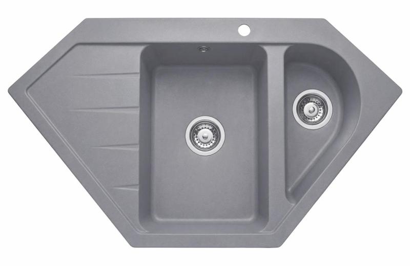Graniteland Amiata Granitgraues Eckwaschbecken Aufsatz 955 x 489 mm mit Edelstahlstopfen 1208971419
