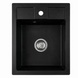 Graniteland Prest Granit Schwarze Spülbecken Tapwing mit Kranlochbank Aufbau 400x500mm mit Edelstahl Stecker 1208971421