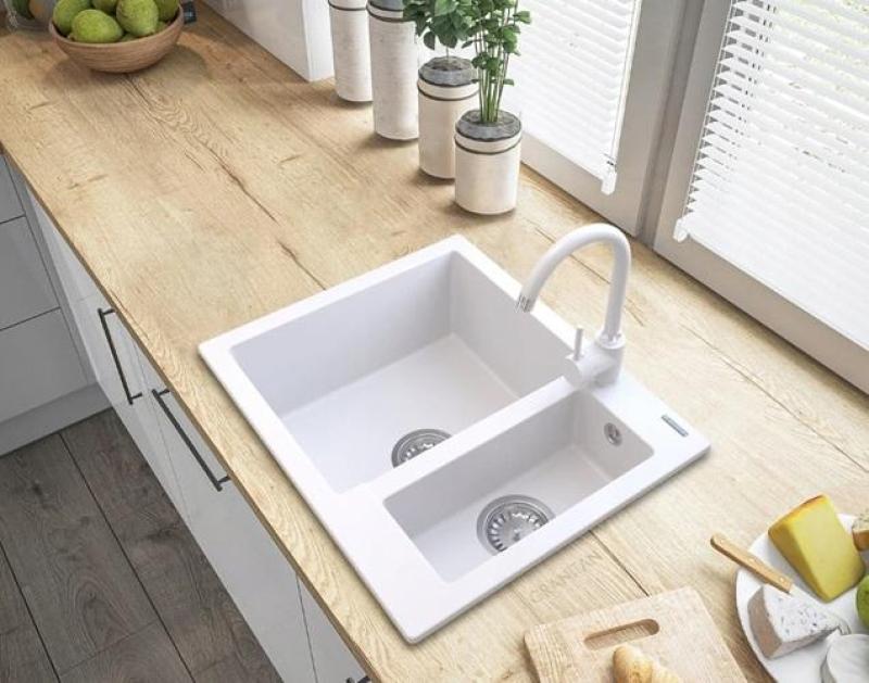 Graniteland Adda Granit Weiß 1.5 Aufbauspüle 600x495mm 1208971455