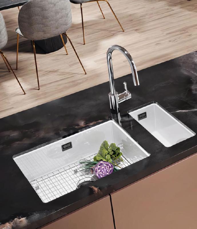 Ausmann Ceramic Ember Keramische Weißes Halbwaschbecken Aufbau und Unterbau 174 x 400 mm mit Gunmetal-Stecker 1208971503