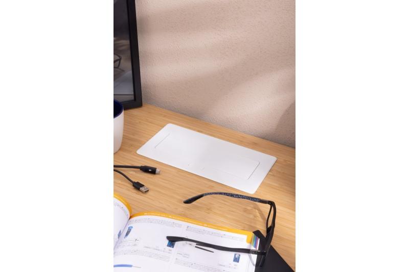 MULTISOFT Möbelsteckdose 2x Steckdose mit Erdung, USB A+C, RJ45, Stromkabel mit Stecker, Weiß