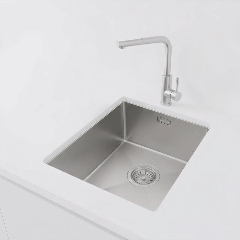 Pure.Sink Luxion Edelstahlspüle 36 x 40 cm Unterbau, flach eingebaut und Aufsatz  PLX3640-02