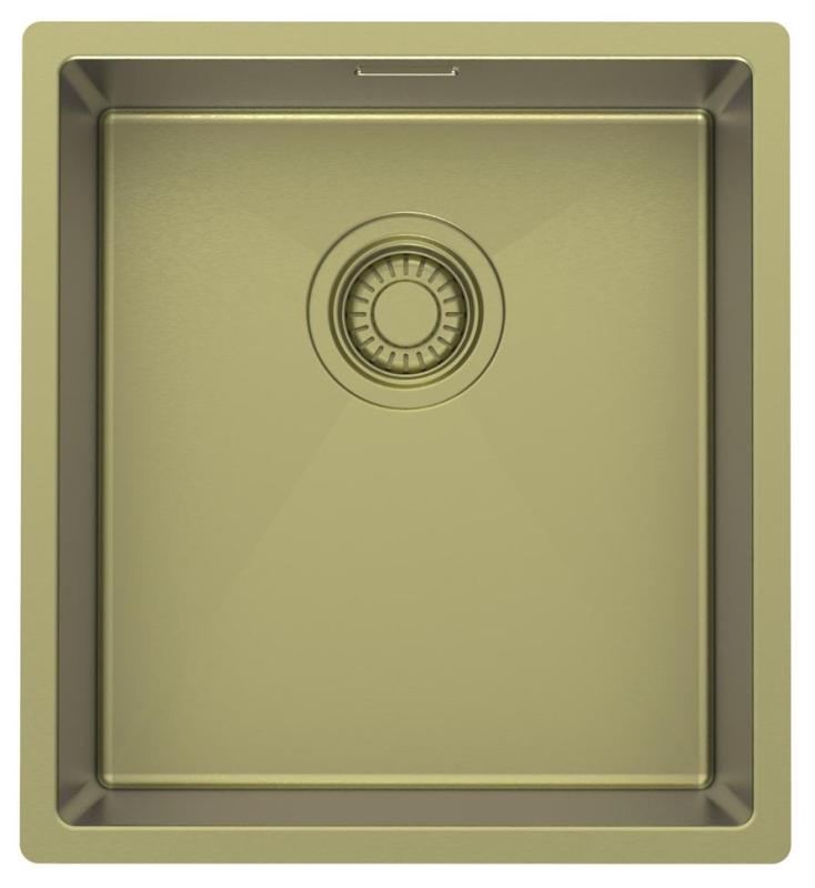 Pure.Sink Luxion Goldfarbene Spüle 36 x 40 cm Unterbau, flach eingebaut und aufgesetzt PLX3640-60