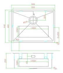 Pure.Sink Luxion Goldfarbene Spüle 55 x 40 cm Unterbau, flach eingebaut und aufgesetzt PLX5540-60