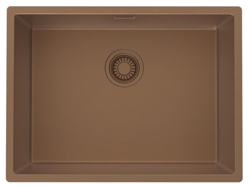 Pure.Sink Luxion Kupfer-Spülbecken 55 x 40 cm Unterbau, flach eingebaut und Aufsatz PLX5540-62
