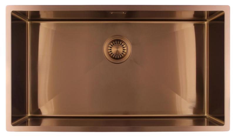 Pure.Sink Luxion Große Kupferspüle 74 x 40 cm Unterbau, flach eingebaut und Aufsatz PLX7440-62