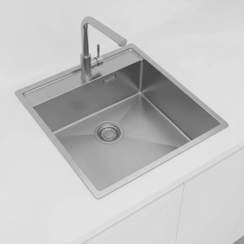 Pure.Sink Luxion Edelstahlspüle 51 x 50 cm Tapwing mit Hahnlochbank PLX5150T-02