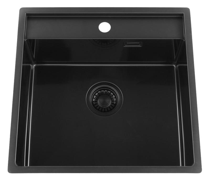 Pure.Sink Luxion PVD Schwarze Spüle 51 x 50 cm Tapwing mit Lochbank PLX5150T-63