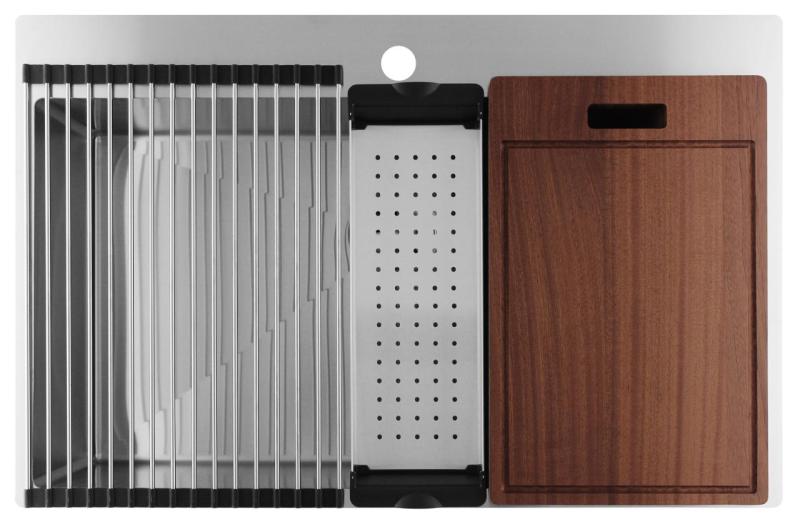 Pure.Sink Luxion Große Edelstahlspüle 78 x 50 cm Tapwing mit Lochbank PLX7850T-02