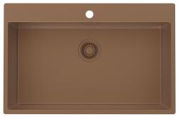 Pure.Sink Luxion Großes Kupferbecken 78 x 50 cm Wasserhahnflügel mit Hahnlochbank PLX7850T-62