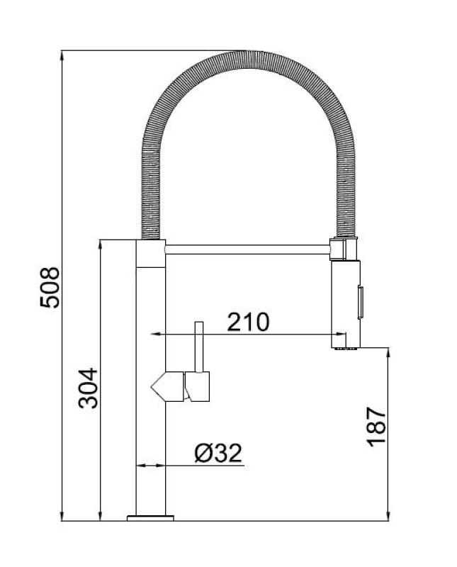 Pure.Sink Luxion Gun Metal Küchenarmatur Profi mit flexiblem Auslauf und 2 Strahlarten PLXFLEX-61