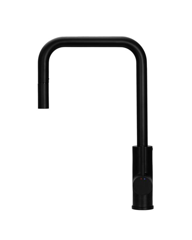 Pure.Sink Luxion Mattschwarzer Küchenwasserhahn Square mit ausziehbarem Auslauf PLXSQUA-10