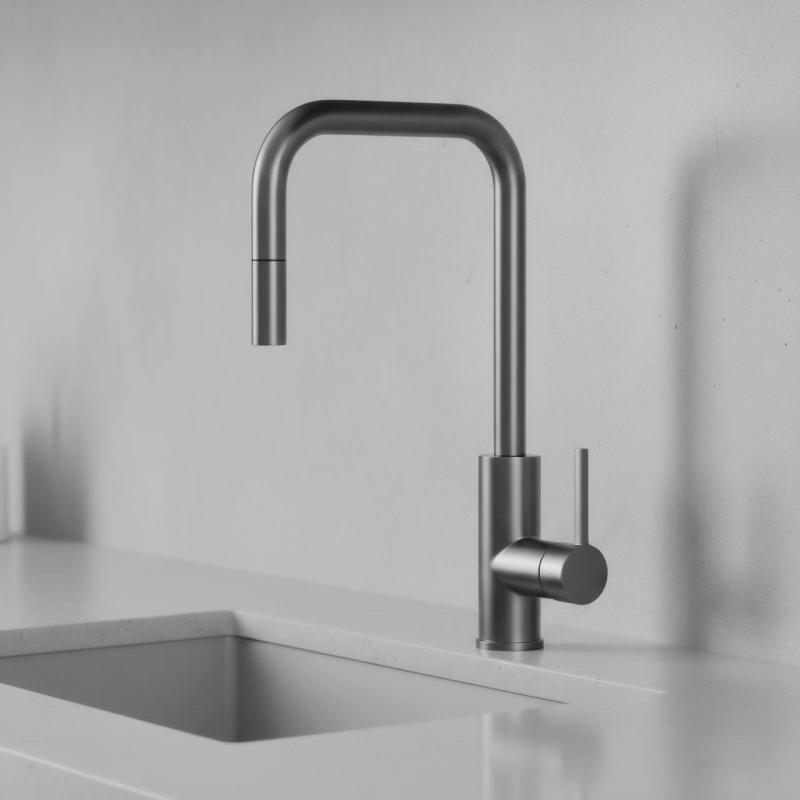 Pure.Sink Luxion Gun Metal Küchenarmatur Square mit ausziehbarem Auslauf PLXSQUA-61