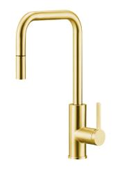 Pure.Sink Luxion Goldener Küchenwasserhahn, quadratisch, mit ausziehbarem Auslauf PLXSQUA-60