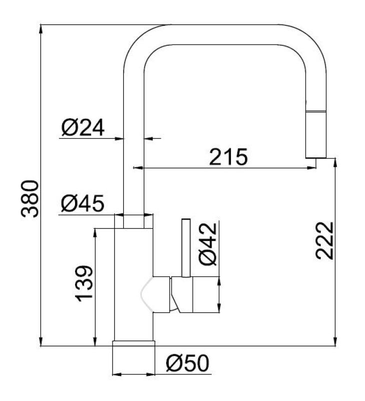 Pure.Sink Luxion Goldener Küchenwasserhahn, quadratisch, mit ausziehbarem Auslauf PLXSQUA-60