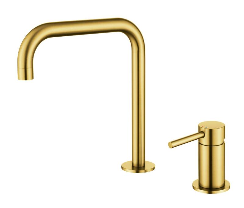 Pure.Sink Luxion 2-Loch-Küchenarmatur aus Gold mit U-Auslauf PLX2HU-60