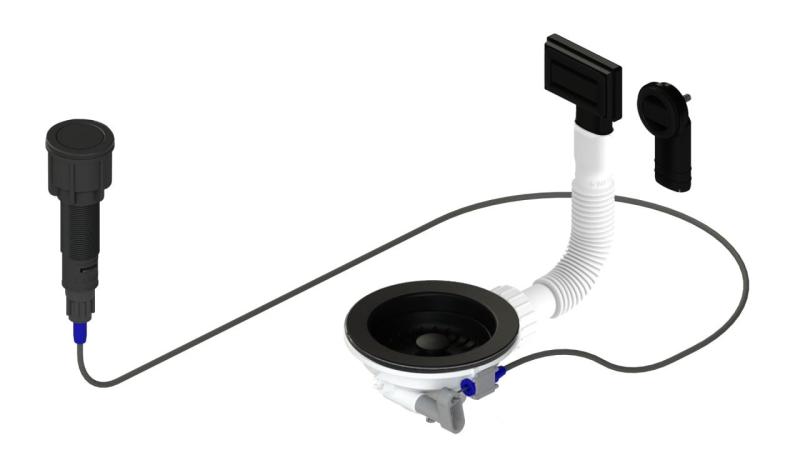 Granitemy Schwarzes Ablaufset inklusive Druckknopf-Abfall mit Stecker, plus rechteckiger und runder Überlauf 1208971746