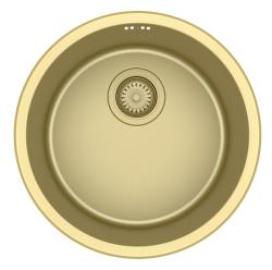 Pure.Sink Rondo Goldene Runde Spüle Flachmontage, Unterbau und Aufbau 38 cm PRN38-60