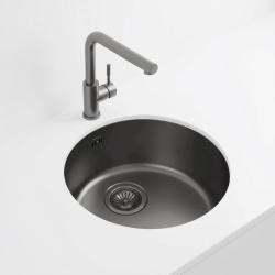 Pure.Sink Rondo Gun Metal Rundes Waschbecken für Unterputz-, Unterbau- und Aufputzmontage, 37 cm RD375-GunMetal