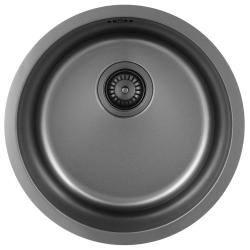 Pure.Sink Rondo Gun Metal Runde Spüle flach Einbau, Unterbau und Aufbau 38 cm PRN38-61