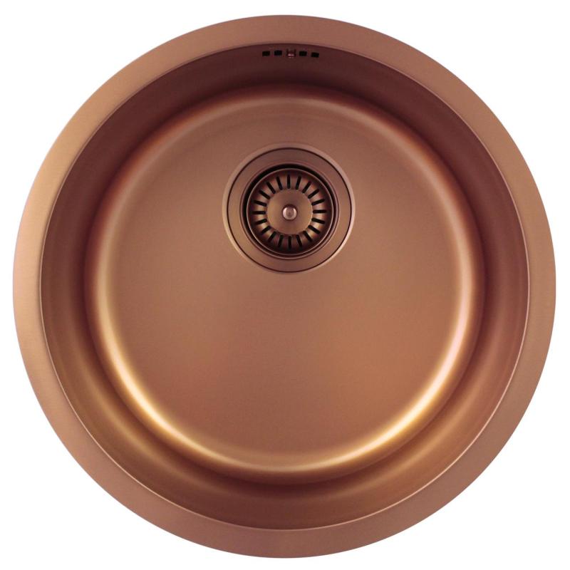 Pure.Sink Rondo Kupfer Runde Spüle flächenbündig, Unterbau und Aufbau 38 cm PRN38-62