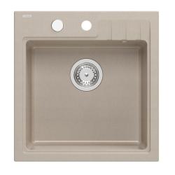 Quadri Cardigan Pearl beige Granit-Aufbauspüle 50x52cm mit Wasserhahnlochbank 1208971818