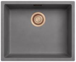 Ausmann Faserbeton graues Spülbecken 50x40cm Unterbau, Aufbau und flächenbündiger Einbau mit automatischem Kupferstöpsel 1208971917