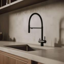 Pure.Sink Elite Steel Flex 3-Wege Mattschwarzer Küchenhahn mit flexiblem Auslauf und gefiltertem Wasser PS8110-10