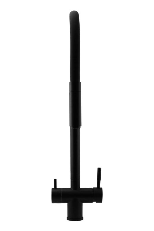 Pure.Sink Elite Steel Flex 3-Wege Mattschwarzer Küchenhahn mit flexiblem Auslauf und gefiltertem Wasser PS8110-10