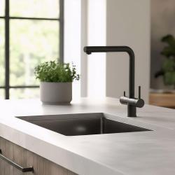 Pure.Sink Elite Steel Clear-S Mattschwarz 3-Wege-Küchenarmatur mit ausziehbarem Auslauf und gefiltertem Wasser PS8120-10
