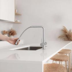 Pure.Sink Elite Steel Clear-S PVD gebürstetes Gold 3-Wege Küchenarmatur mit Ausziehbarer Auslauf und Gefiltertes Wasser PS8120-60