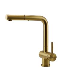 Pure.Sink Elite Steel Pulse-S Küchenarmatur PVD gebürstetes Gold mit ausziehbarem Auslauf und Sprühmodus PS8500-60