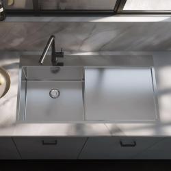 Pure.Sink Exclusivo Edelstahlspüle mit Abtropffläche 100 x 52 cm Wasserhahn links PEX47100LT-02