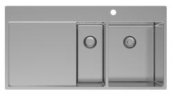 Pure.Sink Exclusivo Edelstahl 1,5  Spülbecken mit Abtropffläche 100 x 52 cm Wasserhahn rechts PEX3418100RT-02