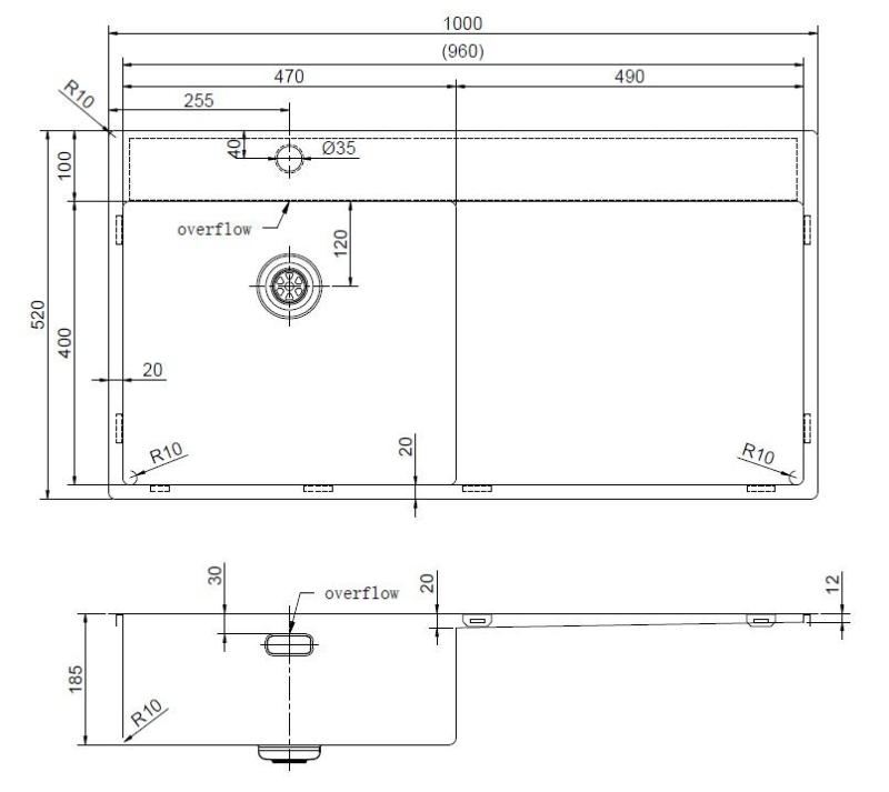 Pure.Sink Exclusivo Goldene Spüle mit Abtropffläche 100 x 52 cm Wasserhahn links PEX47100LT-60