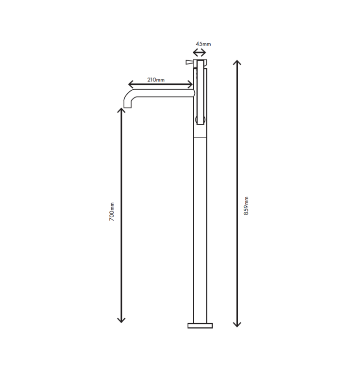 MURO TUA Freistehende Badewannenarmatur mit Handbrause Chrom M1.CA1.CR