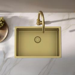 Pure.Sink Exclusivo Spezielle 35 cm lange goldene Spüle 50 x 35 cm, 10 mm Radius PEX5035-60