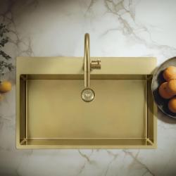 Pure.Sink Exclusivo Goldene große Spüle 75 x 40 cm Tapwing mit Hahnloch PEX7540T-60