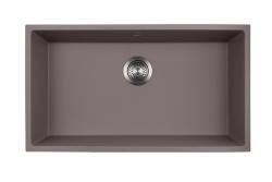 GraniteMy Universal Großes Spülbecken aus taupefarbenem Granit, 74 x 40 cm, für Aufsatz-, Unterbau- und Flachmontage, mit Edelstahl-Ablaufstopfen 1208972249