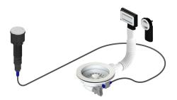 Pure.Sink Universal Mattweißes Abflussset inklusive Druckknopf-Ablauf mit Stopfen sowie rechteckigem und rundem Überlauf WSTAUT-32