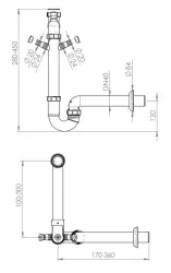Pure.Sink Universal Siphon Platzsparender Spülbeckensiphon für die Küche mit 2 Geschirrspüleranschlüssen WSTSSI-32