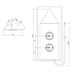 Indux Corner Energie-Säule mit 2 Steckdosen Randaarde Eckig Gun Metal 1208972286