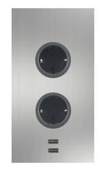 Indux Corner Energiesäule mit 2 Steckdosen, Schutzkontakt und 2 x USB-Ladegerät, Edelstahl 1208972296