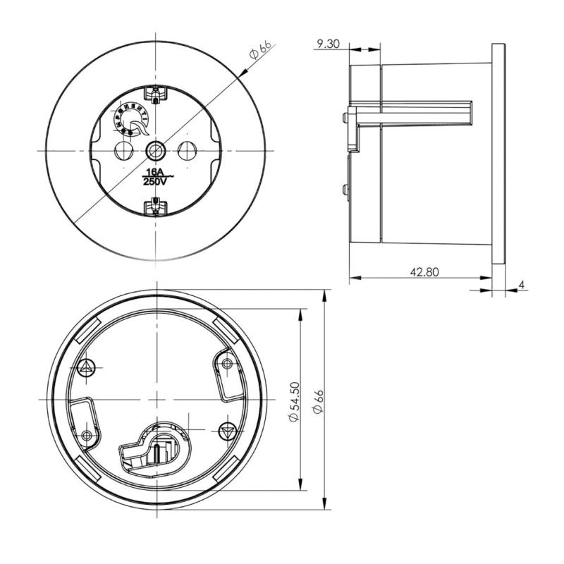 Indux Round Einbau-Steckdose mit 1 Steckdose, Schutzkontakt, weiß 1208972314