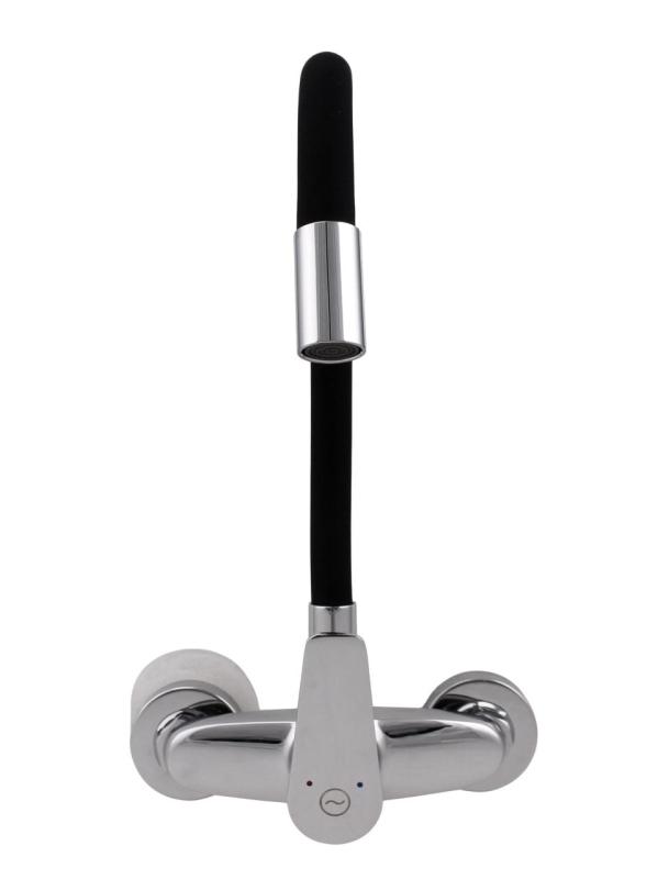 Aquanello Casa Wand-Küchenarmatur Chrom mit hohem flexiblem Auslauf CR-1301-CS