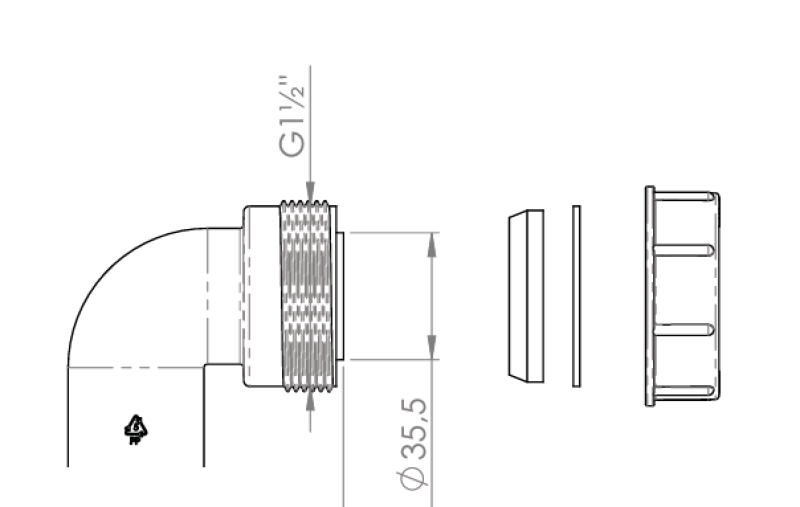 Pure.Sink UK-Siphon-Winkelstück-Set mit Mutter und Dichtungen 40 mm WSTSUK-32