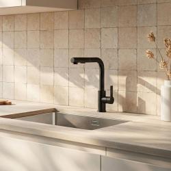 Graniteland Celeste Küchenarmatur schwarz mit ausziehbarem Auslauf und Doppelfunktions-Handbrause 1208972454